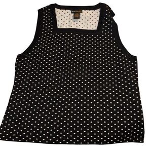 Grace Dane Lewis Petite Black & White Polka Dot Knit Tank Top PM NWT